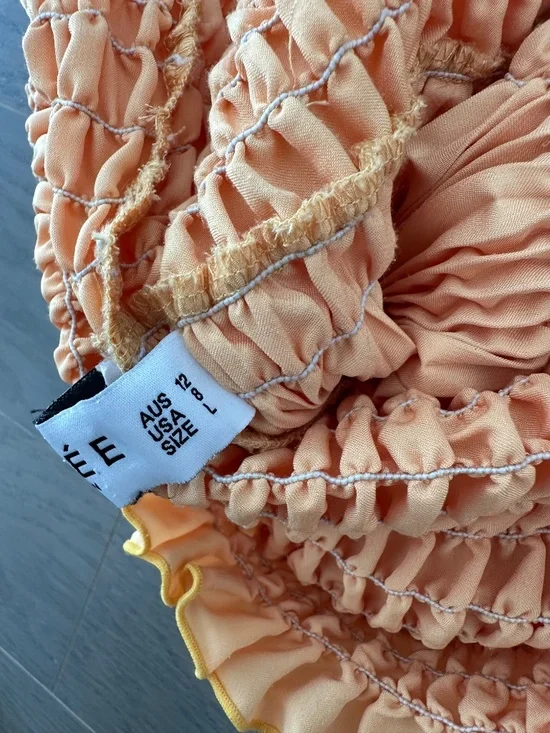 L'IDEE MAYA Yellow Gold Strapless Pleated Maxi Dress Stretch - US 8 - Picture 6 of 9